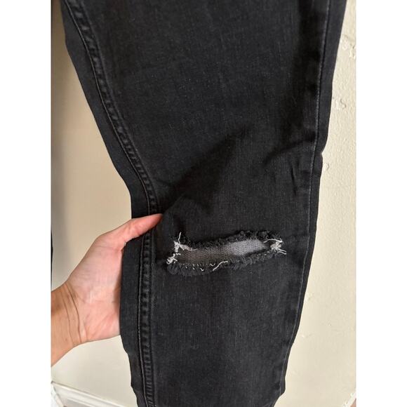 Free People Jeans Women's 28 Black High Rise Busted Knee Skinny Denim Washed Out - Picture 4 of 11